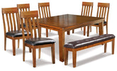 Ralene Dining Table and 6 Chairs and Bench