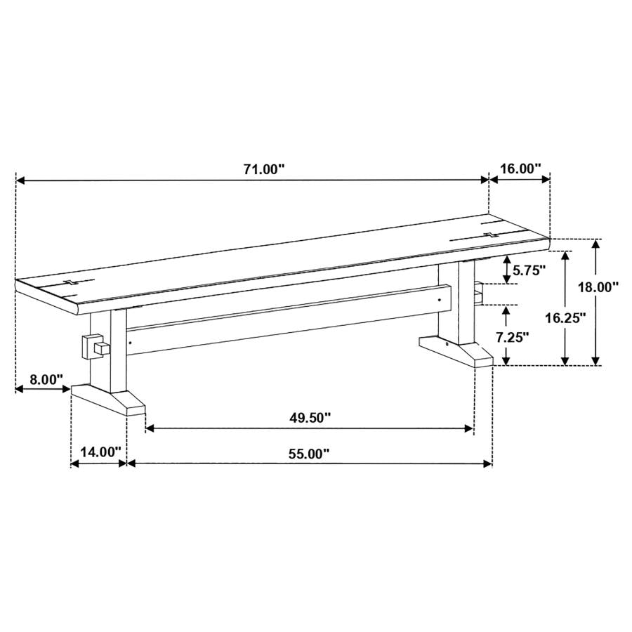 Bexley Brown Bench - furniture place usa