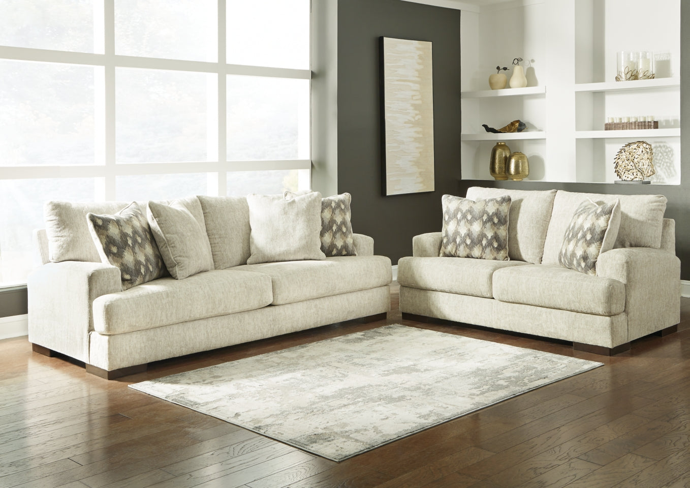 Caretti Sofa, Loveseat, Chair and Ottoman - furniture place usa