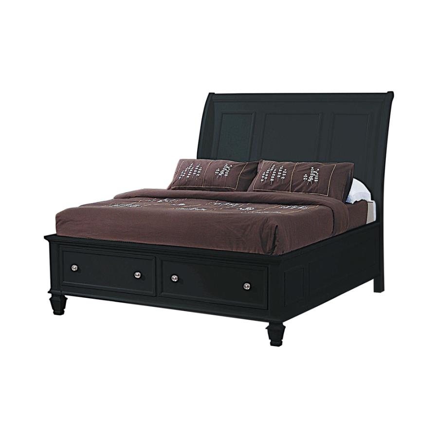 Sandy Beach Black Queen Storage Bed - furniture place usa