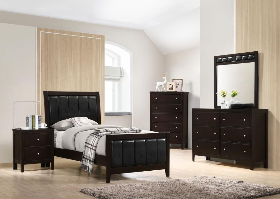 Carlton Brown Twin Bed 5 Pc Set - furniture place usa