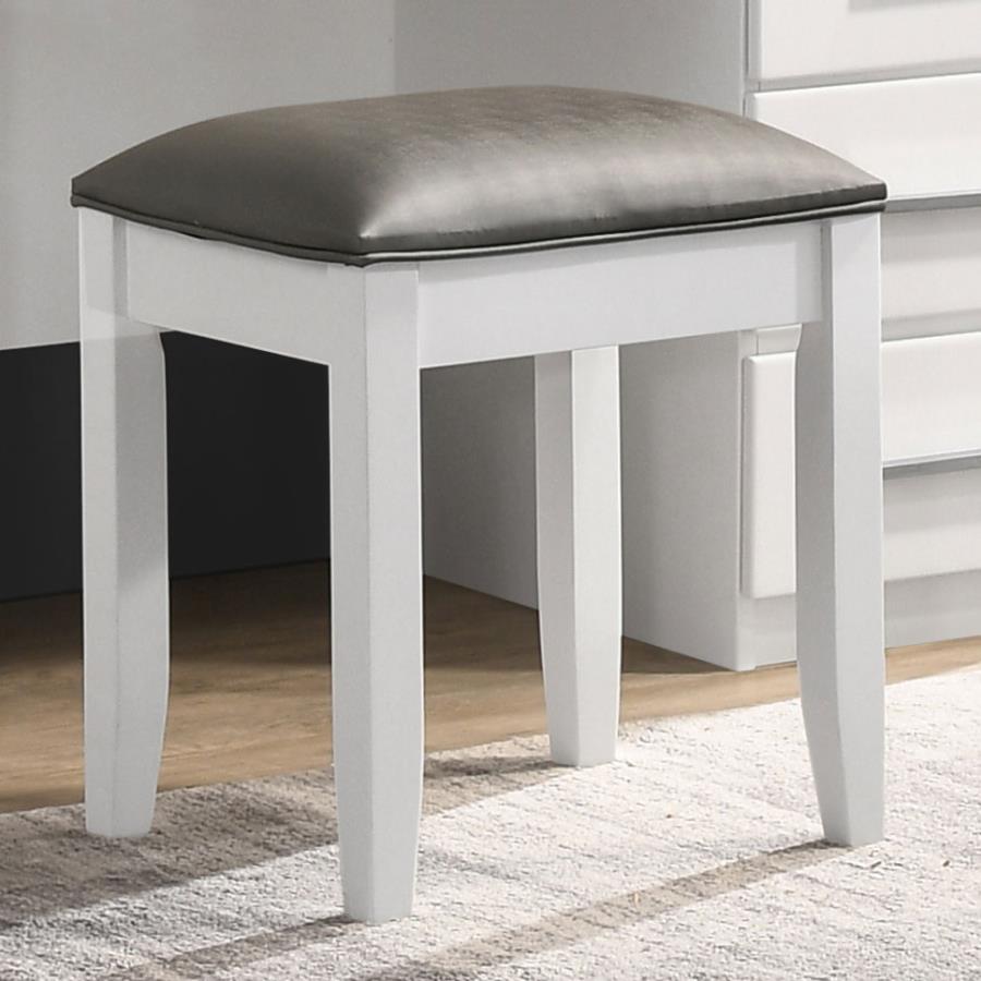 Felicity White Vanity Stool - furniture place usa