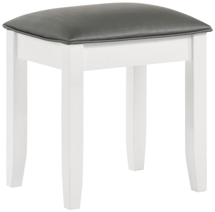 Felicity White Vanity Stool - furniture place usa