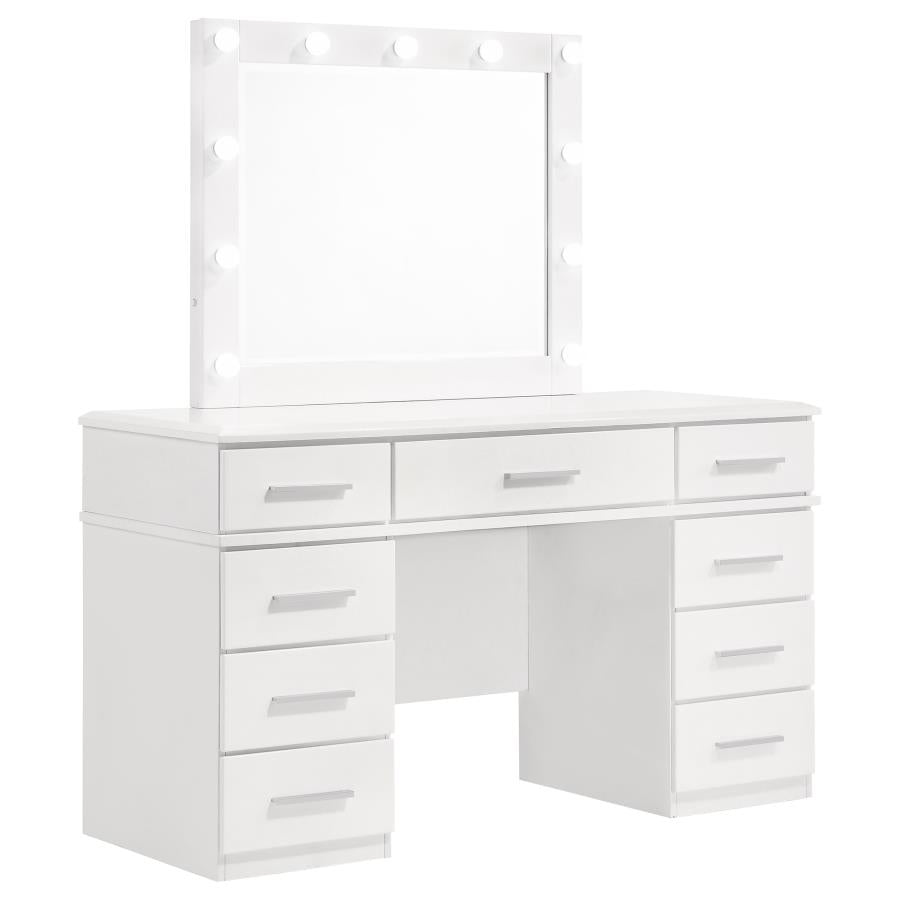 Felicity White Vanity Table & Mirror - furniture place usa