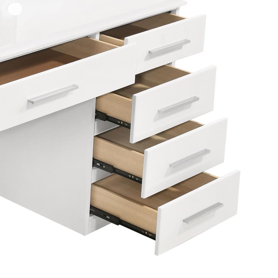 Felicity White Vanity Table & Mirror - furniture place usa