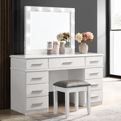 Felicity White Vanity Table & Mirror - furniture place usa