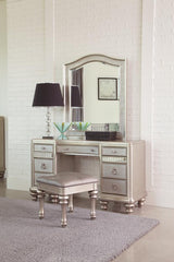 Bling Game Silver Vanity Stool - furniture place usa