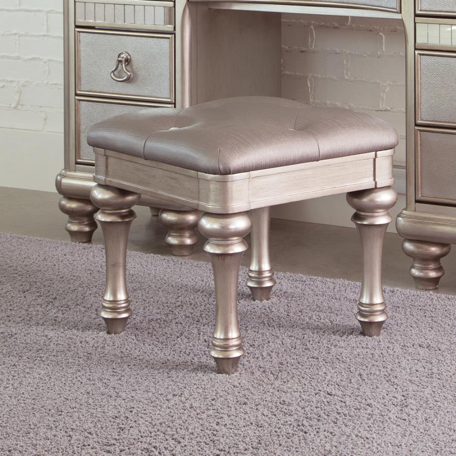 Bling Game Silver Vanity Stool - furniture place usa