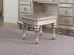 Bling Game Silver Vanity Stool - furniture place usa