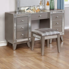 Leighton Silver Vanity Table & Stool - furniture place usa