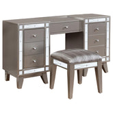 Leighton Silver Vanity Table & Stool - furniture place usa