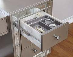 Leighton Silver Vanity Table & Stool - furniture place usa
