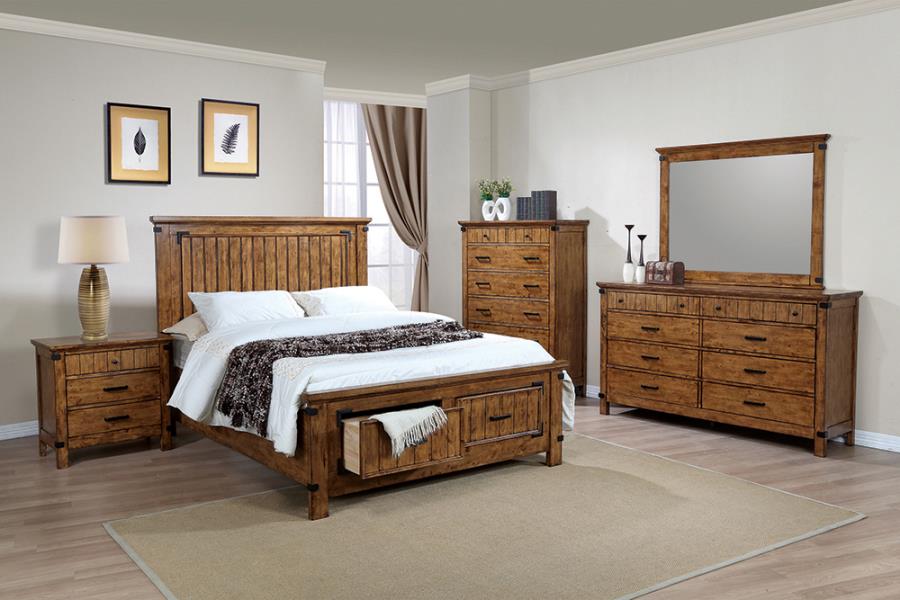 Brenner Brown California King Bed 4 Pc Set - furniture place usa
