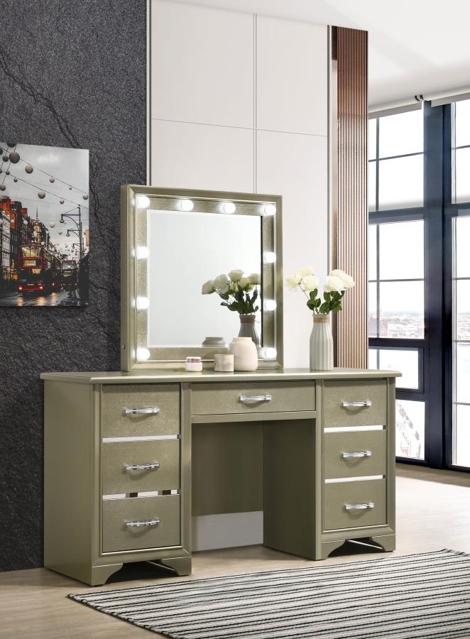 Beaumont Gold Vanity Table & Mirror - furniture place usa