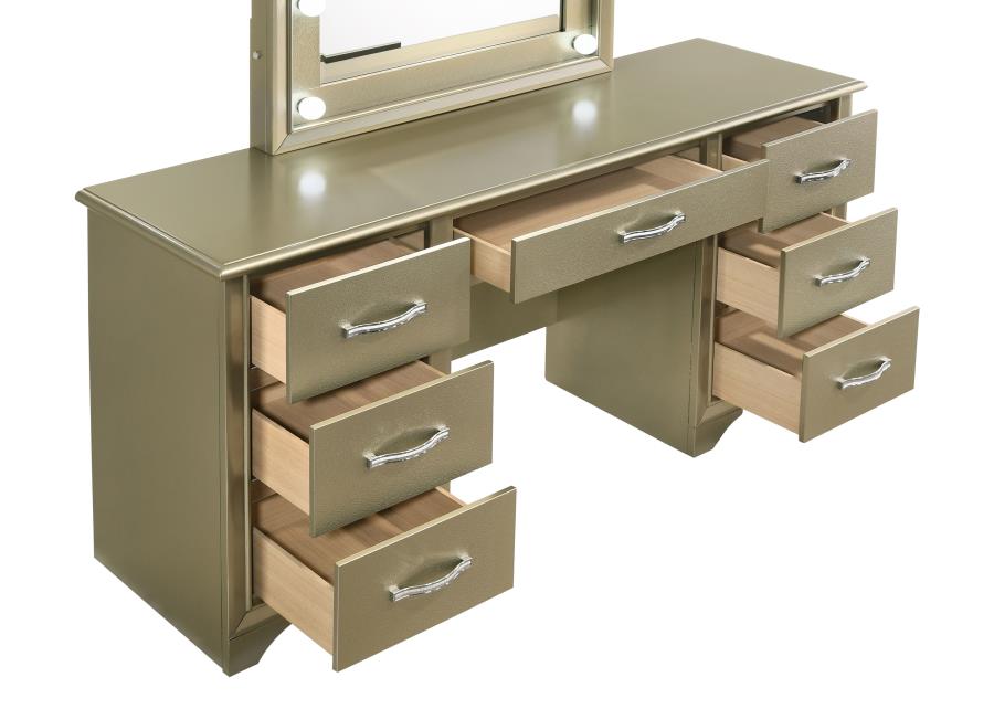 Beaumont Gold Vanity Table & Mirror - furniture place usa