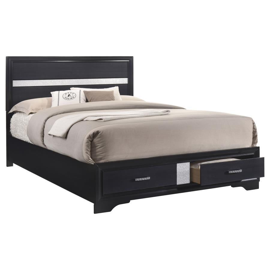 Miranda Black Eastern King Bed 5 Pc Set - furniture place usa