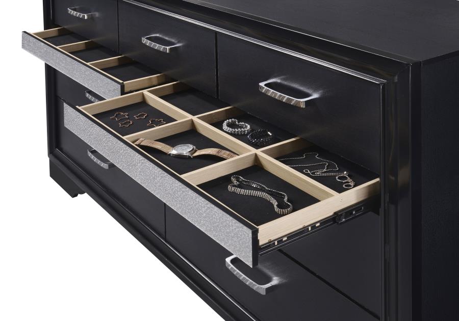 Miranda Black Dresser - furniture place usa