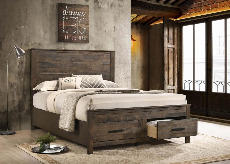 Woodmont Brown Queen Storage Bed - furniture place usa