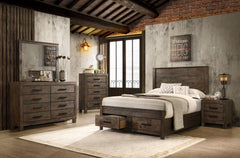 Woodmont Brown Queen Storage Bed - furniture place usa