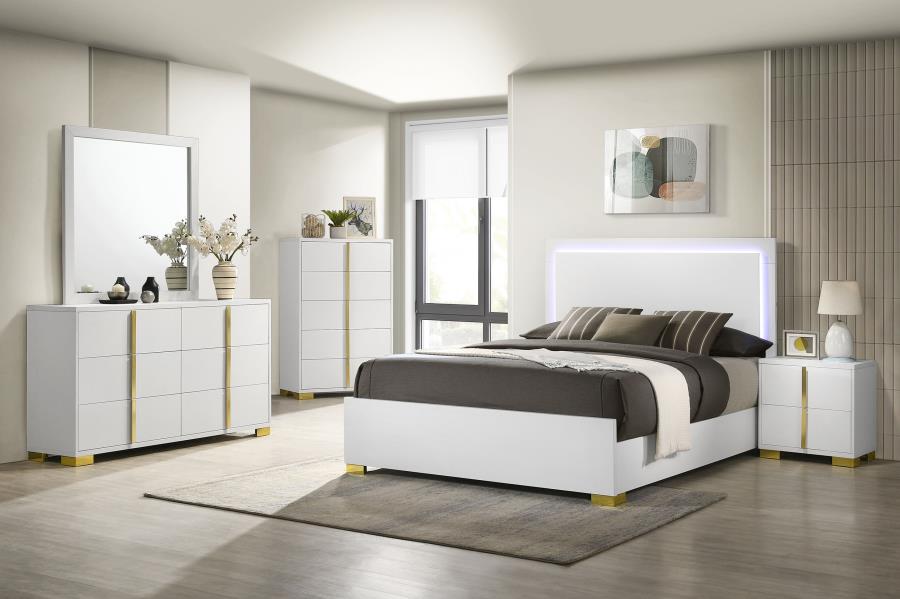 Marceline White Queen Bed 5 Pc Set - furniture place usa