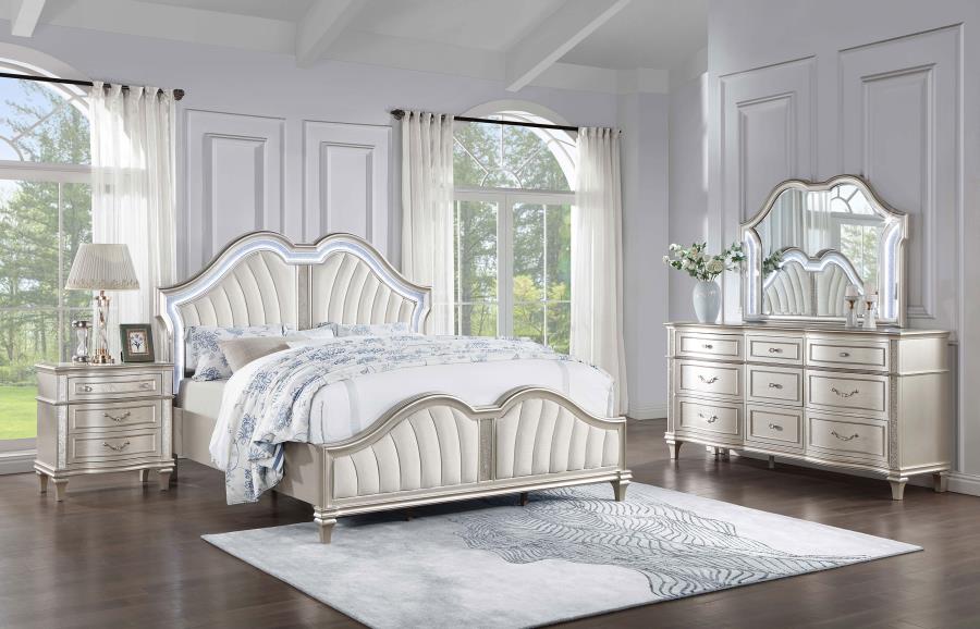 Evangeline Silver Eastern King Bed 4 Pc Set - furniture place usa