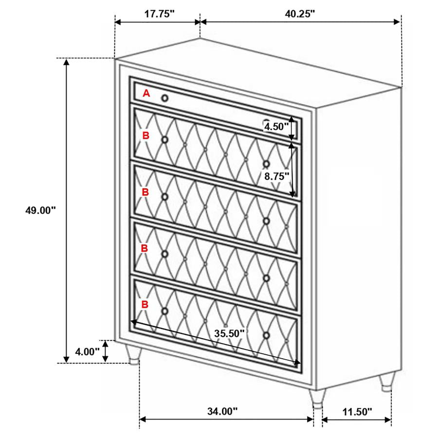 Antonella Beige California King Bed 5 Pc Set - furniture place usa