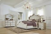 Antonella Beige Queen Bed 5 Pc Set - furniture place usa