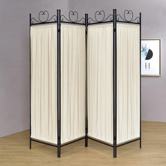 Dove Beige 4 Panel Room Divider - furniture place usa