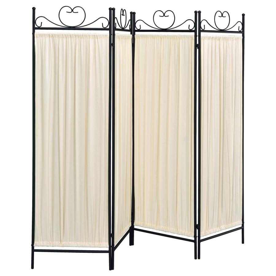 Dove Beige 4 Panel Room Divider - furniture place usa