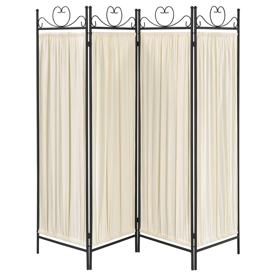 Dove Beige 4 Panel Room Divider - furniture place usa
