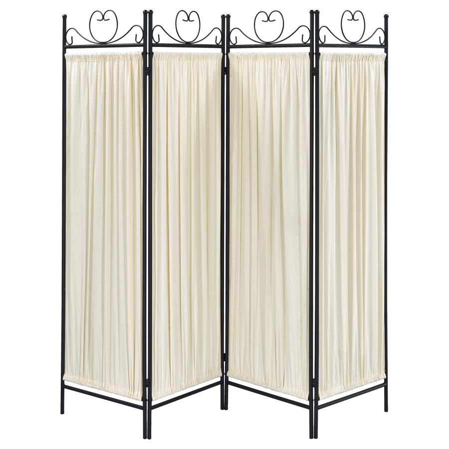 Dove Beige 4 Panel Room Divider - furniture place usa