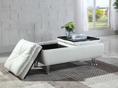 Dilleston White Storage Ottoman - furniture place usa