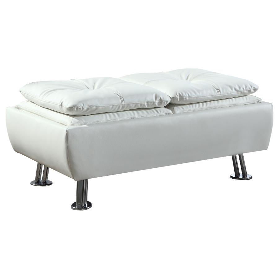 Dilleston White Storage Ottoman - furniture place usa