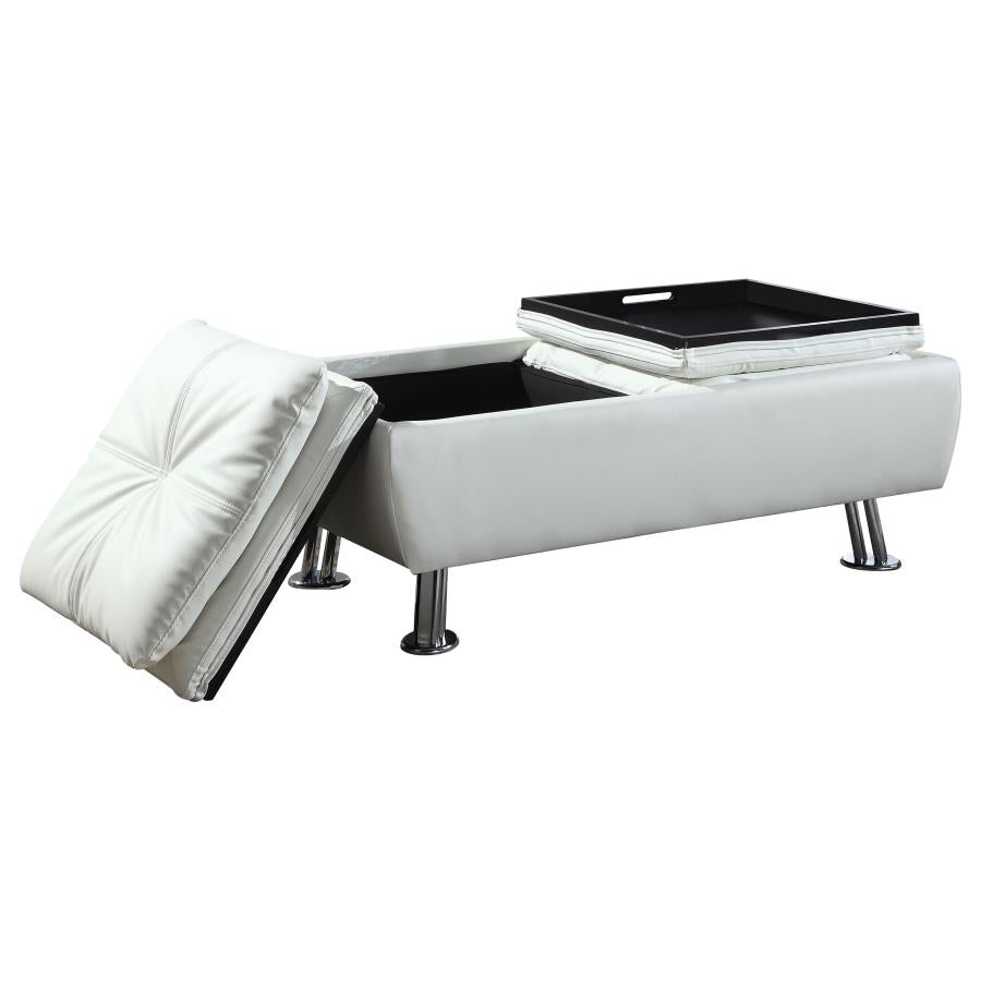 Dilleston White Storage Ottoman - furniture place usa