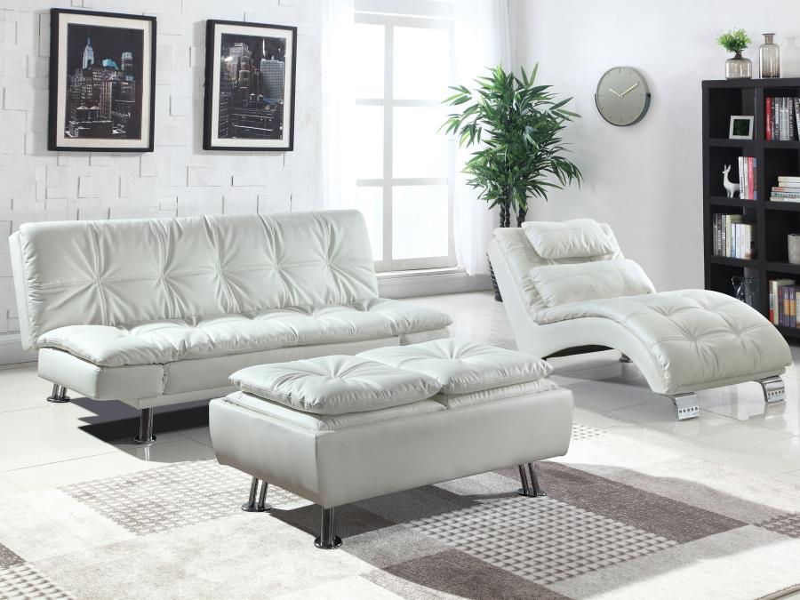 Dilleston White Storage Ottoman - furniture place usa