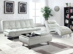 Dilleston White Storage Ottoman - furniture place usa