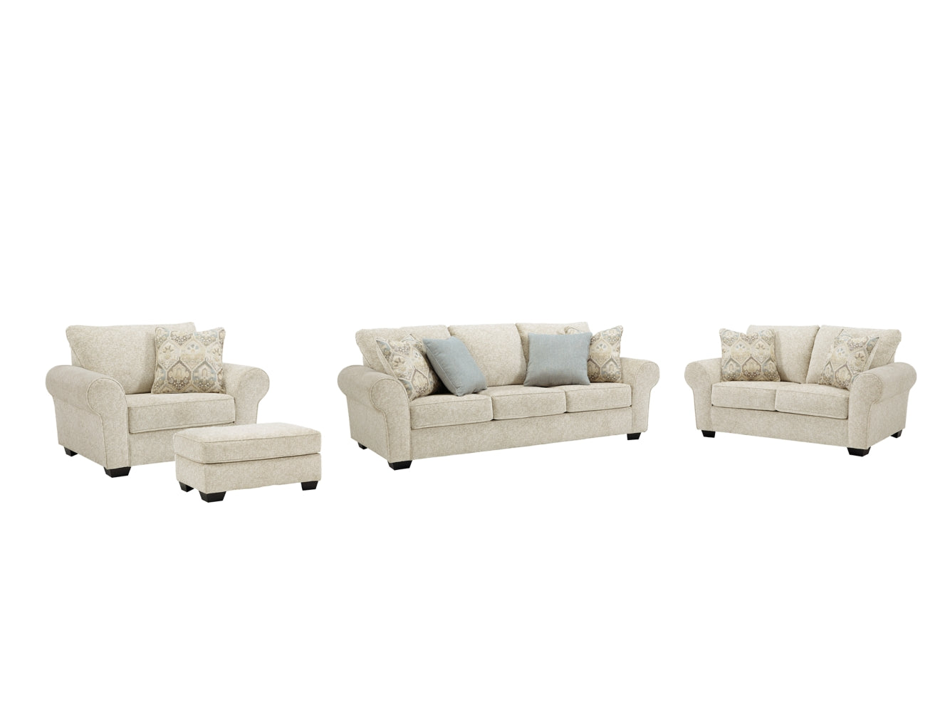Haisley Sofa, Loveseat, Chair and Ottoman - furniture place usa