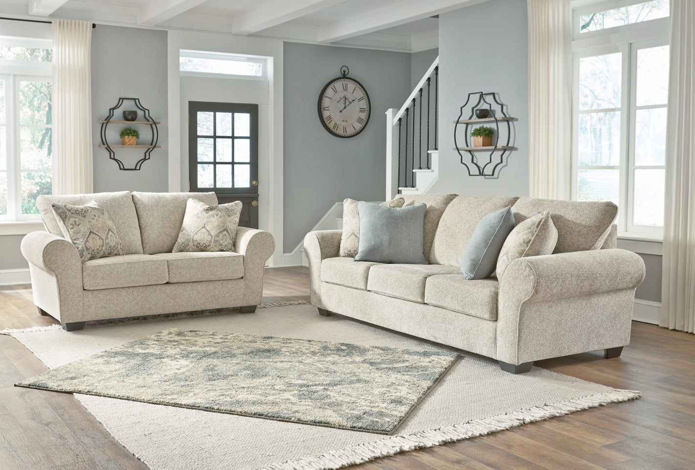 Haisley Sofa, Loveseat, Chair and Ottoman - furniture place usa