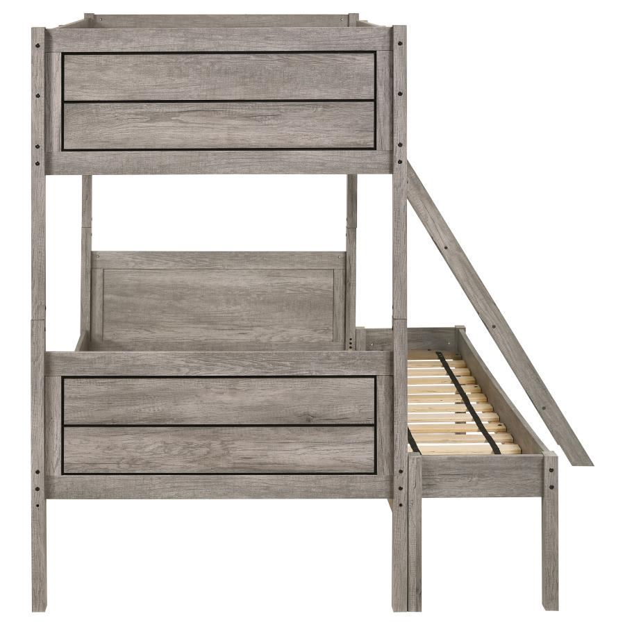Ryder Grey Twin / Full Bunk Bed - furniture place usa