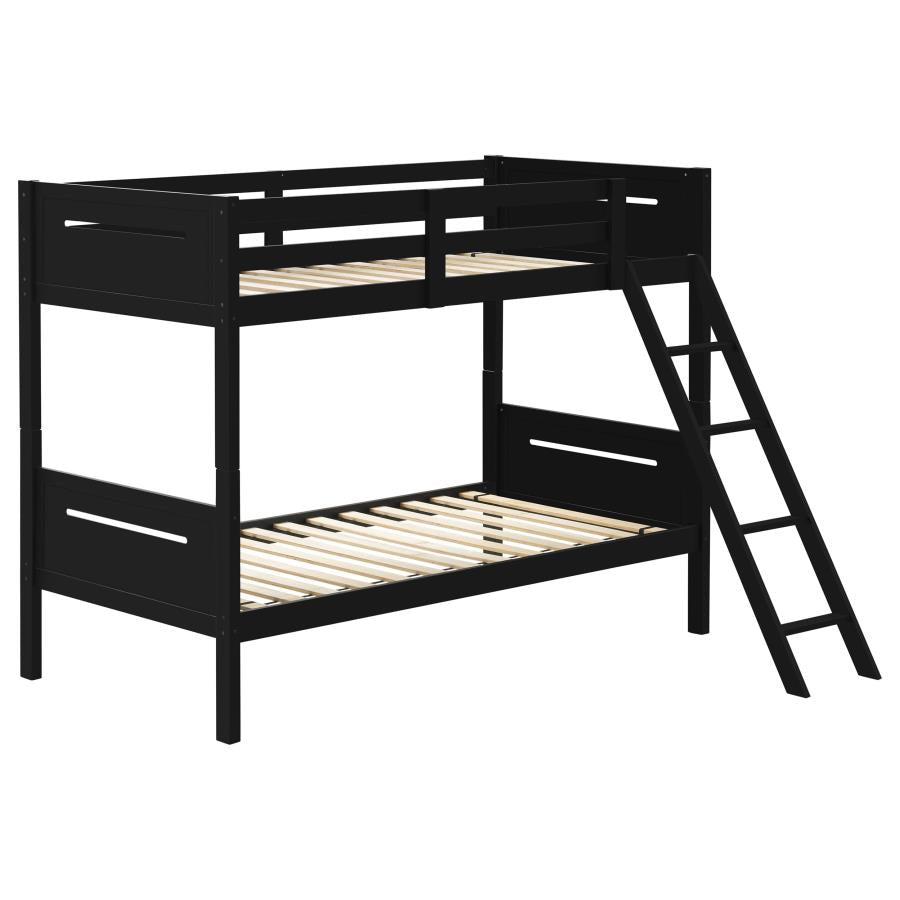 Littleton Black Twin / Twin Bunk Bed - furniture place usa