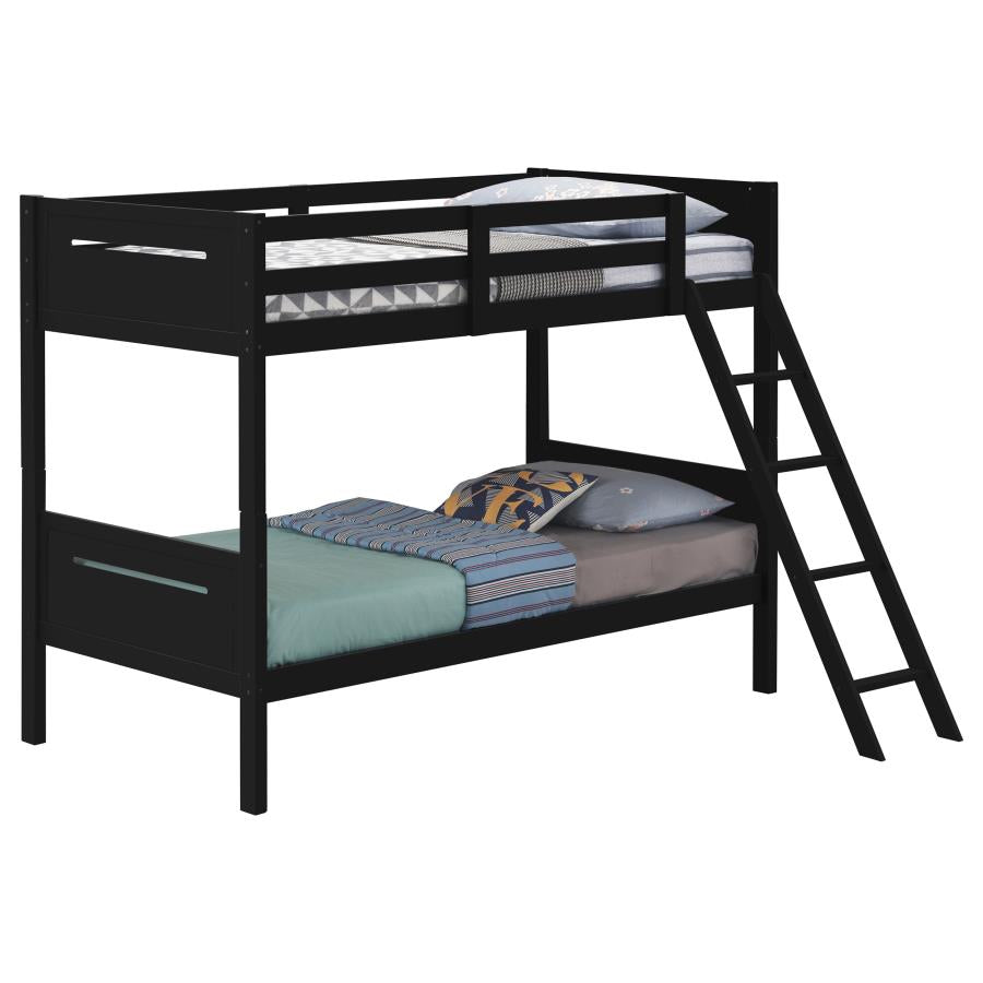 Littleton Black Twin / Twin Bunk Bed - furniture place usa
