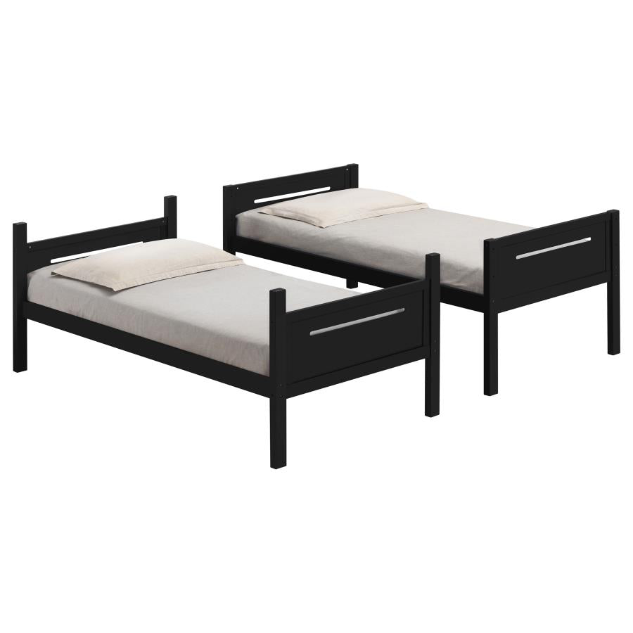 Littleton Black Twin / Twin Bunk Bed - furniture place usa