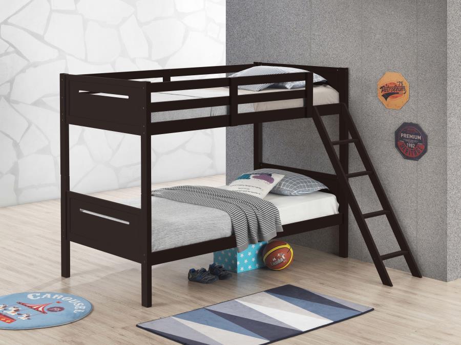 Littleton Brown Twin / Twin Bunk Bed - furniture place usa