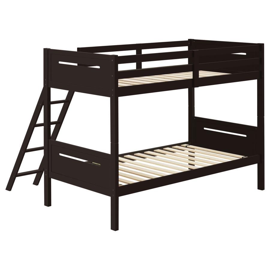 Littleton Brown Twin / Twin Bunk Bed - furniture place usa