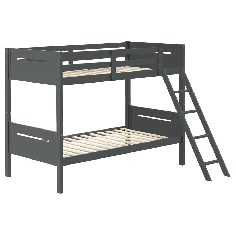 Littleton Grey Twin / Twin Bunk Bed - furniture place usa