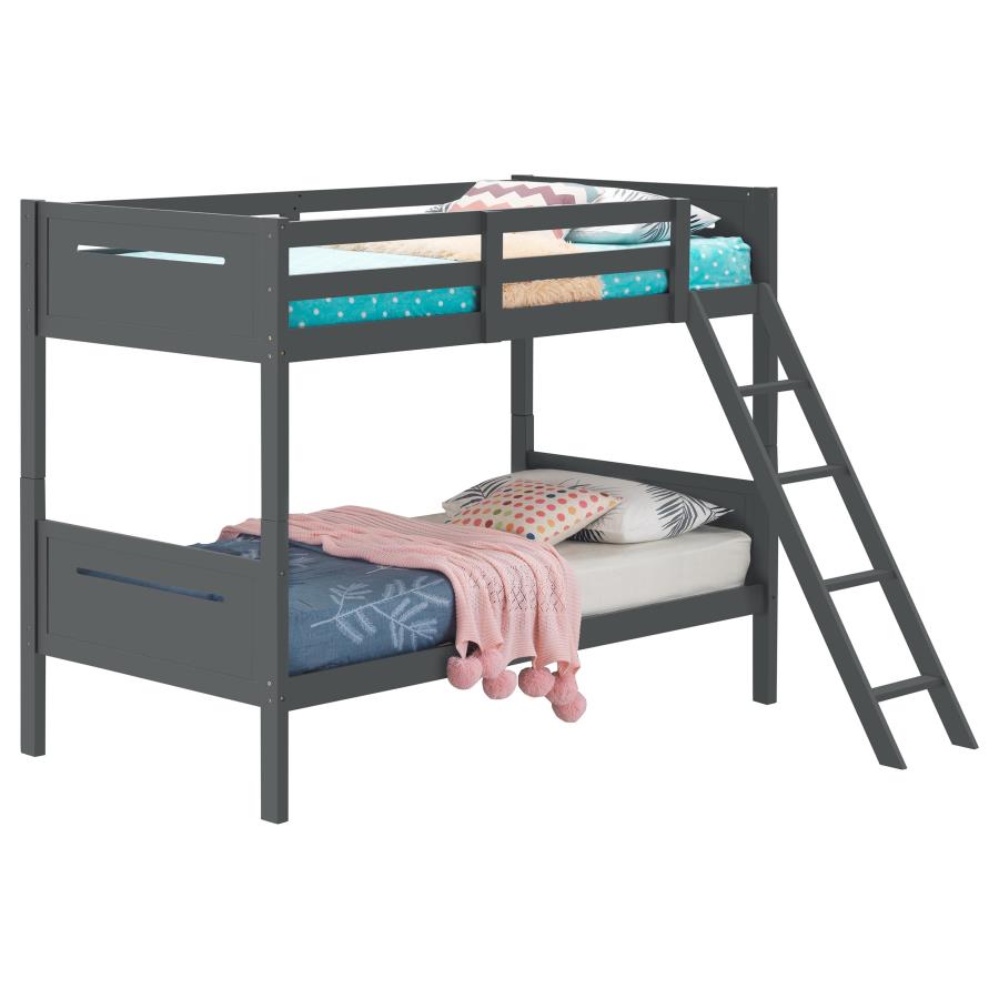 Littleton Grey Twin / Twin Bunk Bed - furniture place usa