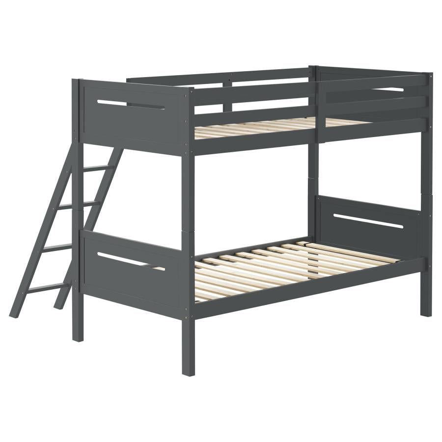 Littleton Grey Twin / Twin Bunk Bed - furniture place usa