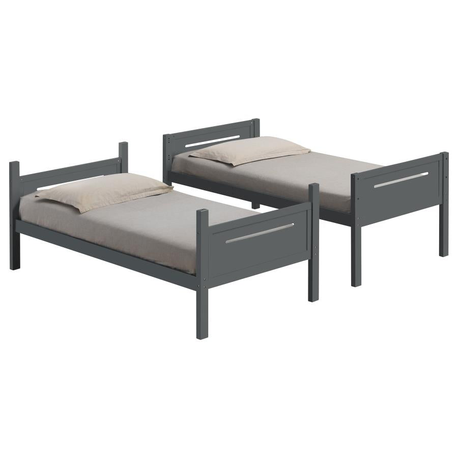 Littleton Grey Twin / Twin Bunk Bed - furniture place usa