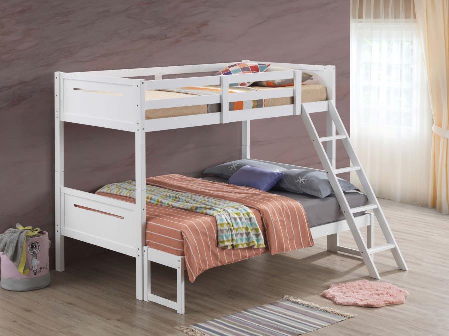 Littleton White Twin / Full Bunk Bed - furniture place usa