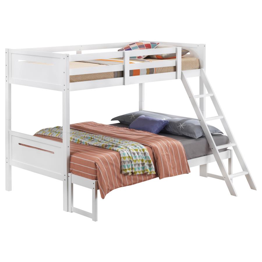 Littleton White Twin / Full Bunk Bed - furniture place usa